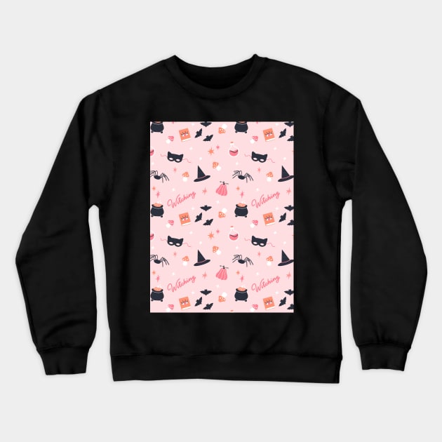 Cute Pink Sassy Witch Crewneck Sweatshirt by Hypnotic Highs